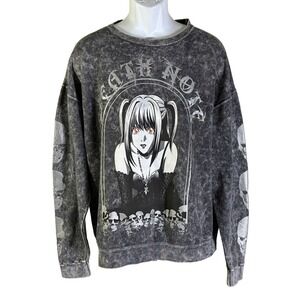 Death Note Sweatshirt Mens Large Grey Misa Amane Acid Wash Graphic